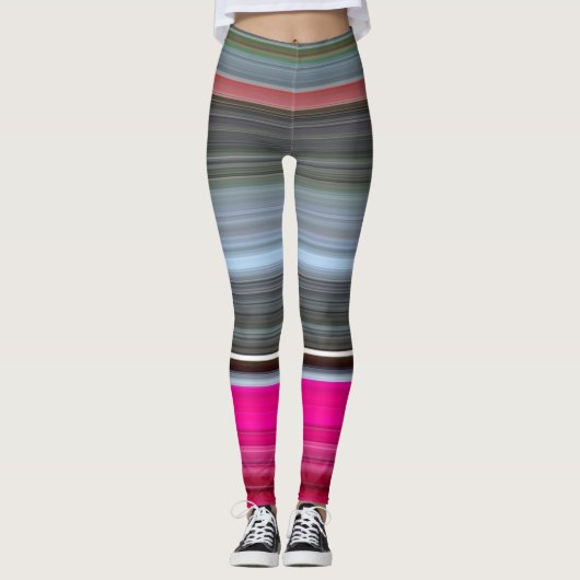 Abstract nummer 1: Cerise en grijs Leggings (Voorkant)