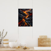 Abstract Obsidian Lava Flow Fire Art Poster (Cuisine)