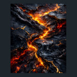 Abstract Obsidian Lava Flow Fire Art Poster<br><div class="desc">This Abstract Obsidian Lava Flow Fire Art Poster features a hyper-detailed macro texture of cooling lava with intense glowing amber and red fractures. Perfect for gaming rooms, modern studios, or as a bold focal point in a gallery wall set. This high-quality matte print adds a dramatic, high-contrast elemental aesthetic to...</div>