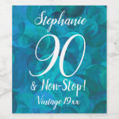 Abstract Ocean Blue Blauwgroen 90 en Non-Stop Birt Wijn Etiket (Enkel label)