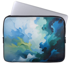 Abstract Ocean Breeze – Fluid Blue & Green Art Laptop Sleeve