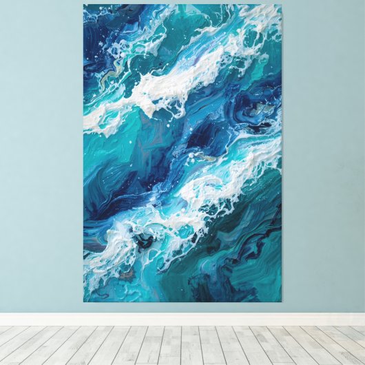 Abstract Ocean Wave Texture Canvas Print (Insitu (Houten vloer))