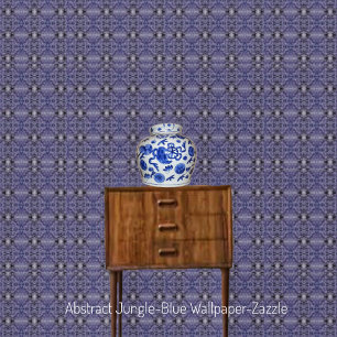 Abstract Oerwoud-blauw Behang