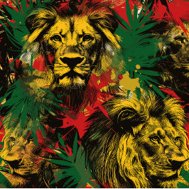 Abstract Oerwoud Rasta Lion One Love Reggae Jamaic