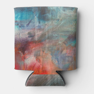 Abstract olieverfschilderij: kleurrijke textuur blikjeskoeler