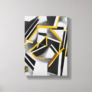 Abstract olieverfschilderij van geometrische vorme canvas afdruk