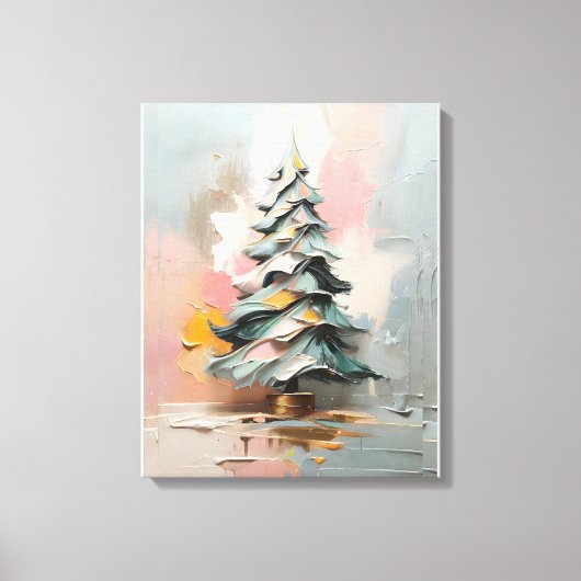 Abstract olieverfschilderij van kerstboom canvas afdruk (Voorkant)