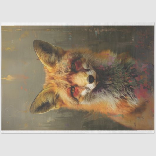 Abstract olieverfschilderij vos decoupage tissuepapier (Voorkant)