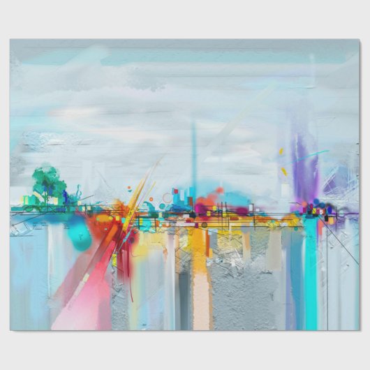 Abstract olieverfschilderlandschap. Kleurblauwe pe Cadeaupapier (Vlak)