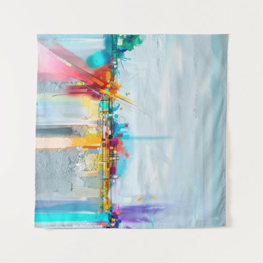 Abstract olieverfschilderlandschap. Kleurblauwe pe Wandkleed (Voorkant (horizontaal))