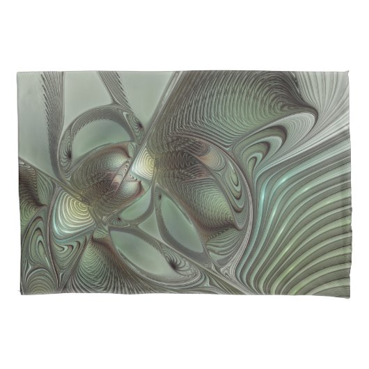 Abstract Olive Sage Green Gray Fractal Art Fantasy Kussensloop (Voorkant)