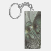 Abstract Olive Sage Green Gray Fractal Art Fantasy Sleutelhanger (Voorkant Links)
