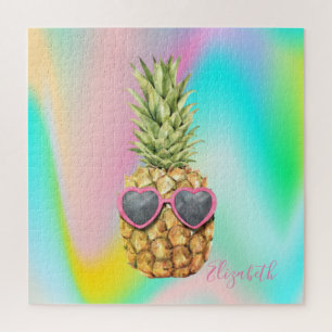 Abstract Ombre Holografische Koele Ananas Legpuzzel