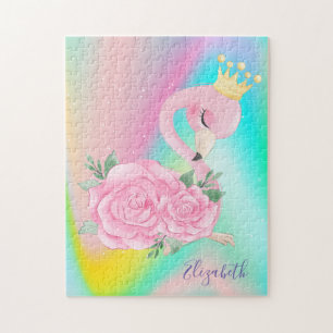 Abstract Ombre Kleurrijke Cute Flamingo Legpuzzel