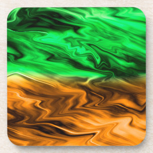 Abstract ondoordacht patroon in oranje groen bier onderzetter