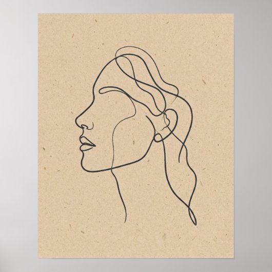 Abstract One Line Face Drawing Boho Minimalist  Poster (Voorkant)