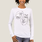 Abstract One Line Faces with Fennec Fox Tri-Blend Shirt (Voorkant volledig)