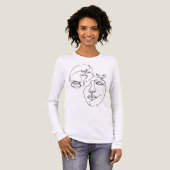 Abstract One Line Faces with Fennec Fox Tri-Blend Shirt (Voorkant)