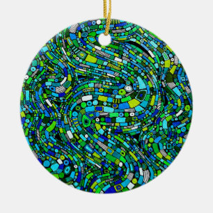 Abstract ontwerp blauwe groene golven vormen keramisch ornament