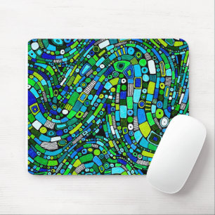 Abstract ontwerp blauwe groene golven vormen muismat