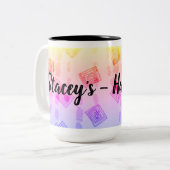 abstract ontwerp in levendige kleuren tweekleurige koffiemok (Voorkant links)