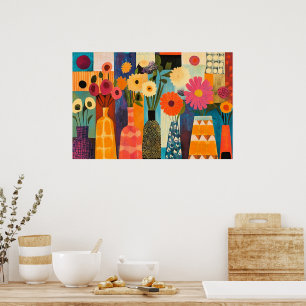 Abstract ontwerp kleurrijke bloemen poster