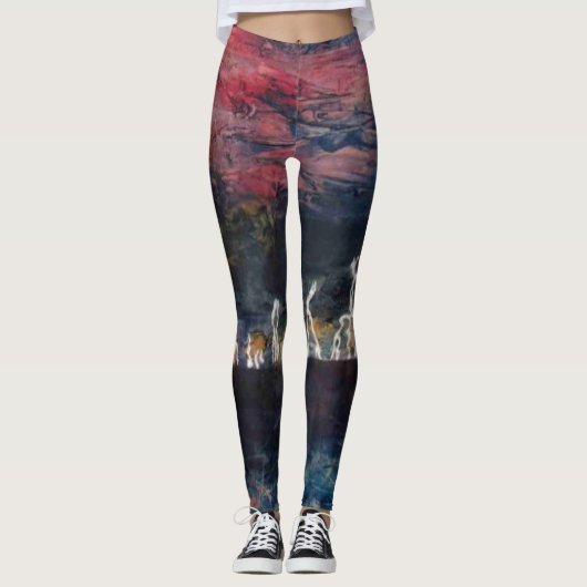 Abstract ontwerp, lichtend storm op zee leggings (Voorkant)