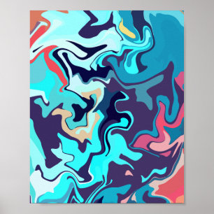 Abstract ontwerp met rustgevende turquoise tinten poster