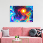 Abstract ontwerp, multikleurencanvas afdrukken (Insitu (Woonkamer))