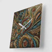 Abstract ontwerp Rood Blauw Goud Groen Vierkante Klok (Hoek)