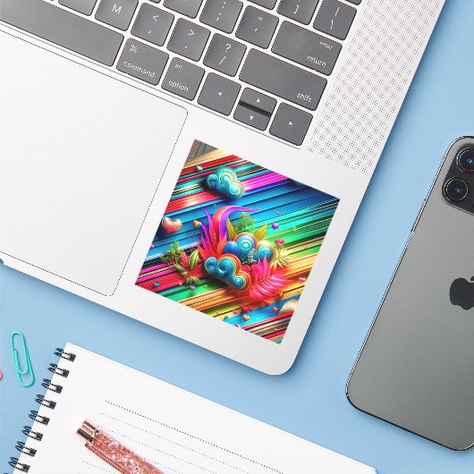 Abstract ontwerp sticker (Laptop met iPhone)