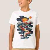 Abstract ontwerp, surrealistisch landschap t-shirt (Voorkant)