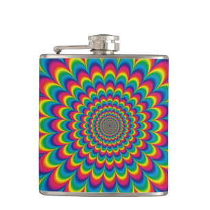 Abstract ontwerp van de regenboog van Psychedelic Heupfles