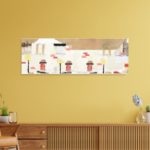 abstract ontwerp van een rijtjeshuis in gescheurd canvas afdruk