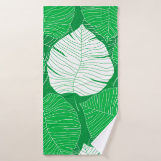 Abstract ontwerp van tropisch blad badhanddoek