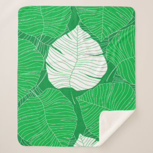 Abstract ontwerp van tropisch blad sherpa deken