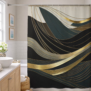 Abstract ontwerp zwart grijs wit goud douchegordijn