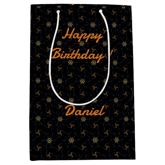 Abstract ontwerp zwart medium cadeauzakje (Voorkant)