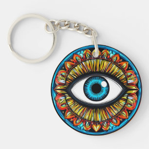 Abstract Oogsymbool met Levendige Kleuren Sleutelhanger
