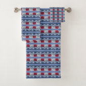 Abstract op rood wit en blauw bad handdoek (Insitu)