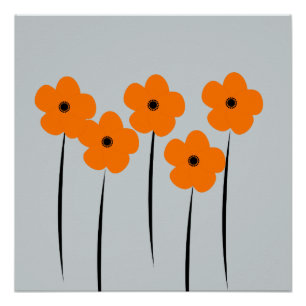 Abstract Oranje Anemones Flowers Poster Perfect Poster