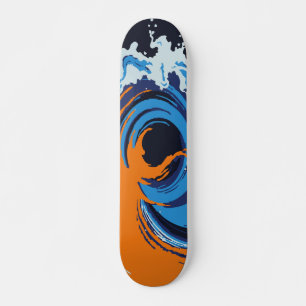 Abstract Oranje & Blauwe Oceaan Golf Wervelend Ont Skateboard
