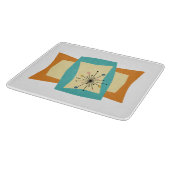Abstract Oranje Blauwgroen Geometrisch Mid Century Snijplank (Hoek)