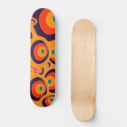Abstract Oranje cirkels geometrisch patroon Skateboard (Voorkant)