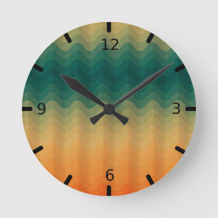 Abstract Oranje en groene golven Ronde Klok