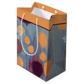 Abstract oranje en roze bloemen middelgrote cadeau medium cadeauzakje (Achterkant Gekanteld)