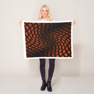 Abstract Oranje en Zwart Geometrisch Patroon Fleec Fleece Deken