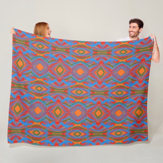 Abstract Oranje Fleece Deken (In situ)