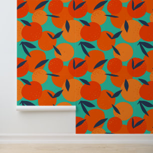 Abstract Oranje fruitpatroon Behang