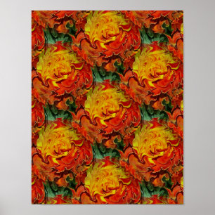 Abstract Oranje Geel Groen Patroon Poster